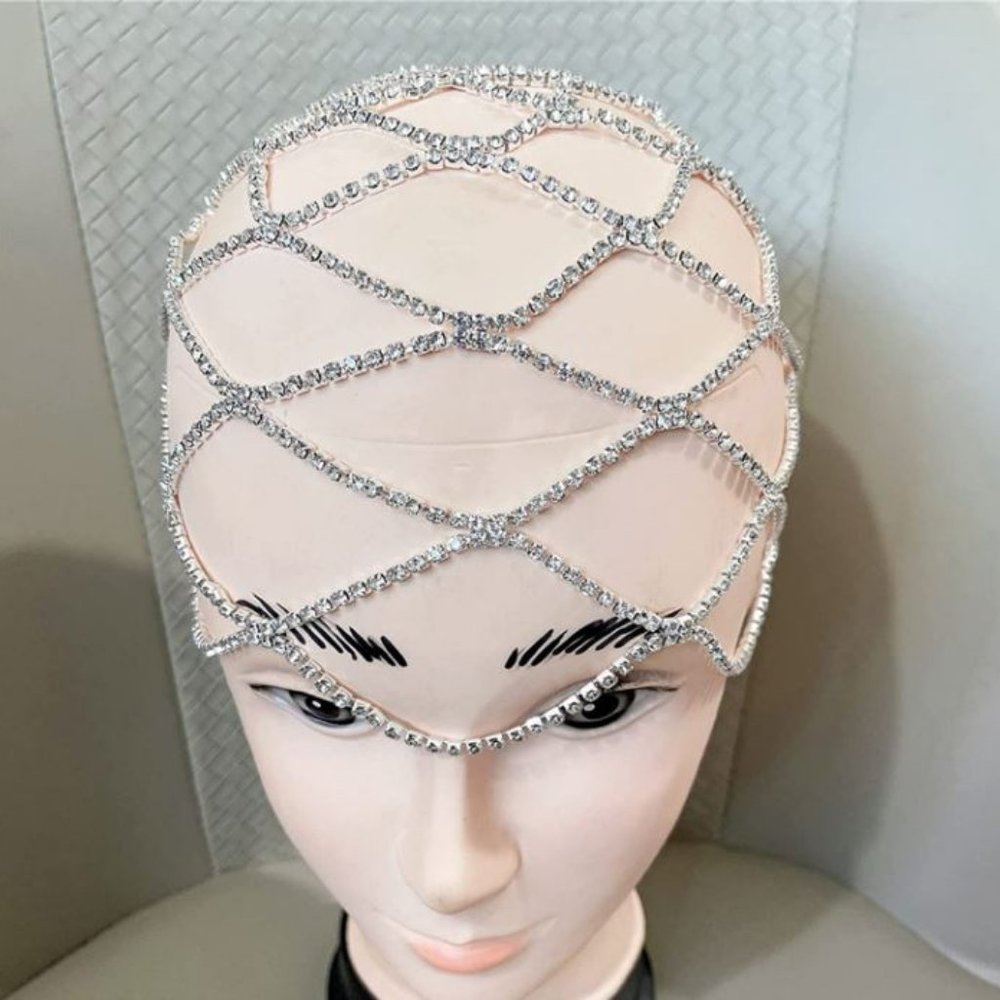 Multi-layer Mesh Bridal Headband Rhinestone Head Chain Hair Accessories - Picture 10 of 10